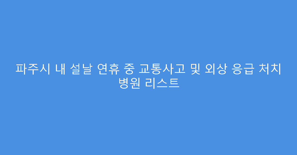 파주시 내 설날 연휴 중 교통사고 및 외상 응급 처치 병원 리스트