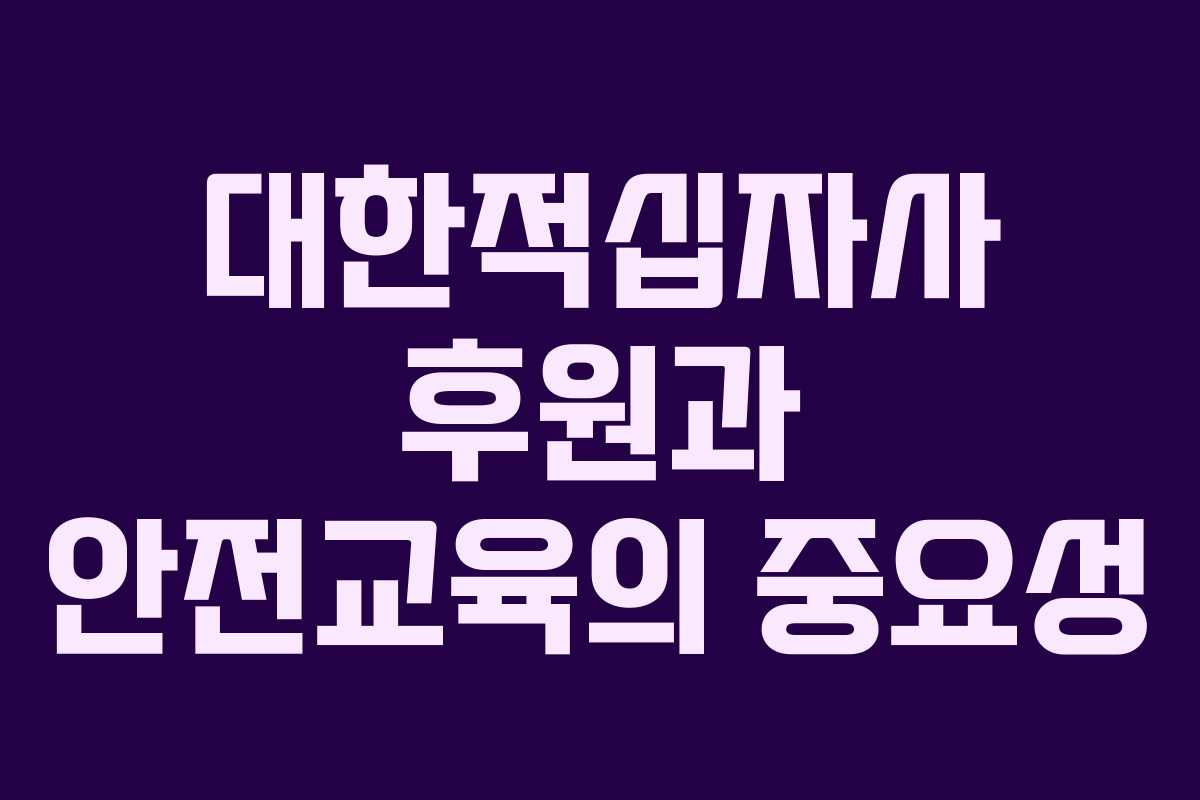 대한적십자사 후원과 안전교육의 중요성