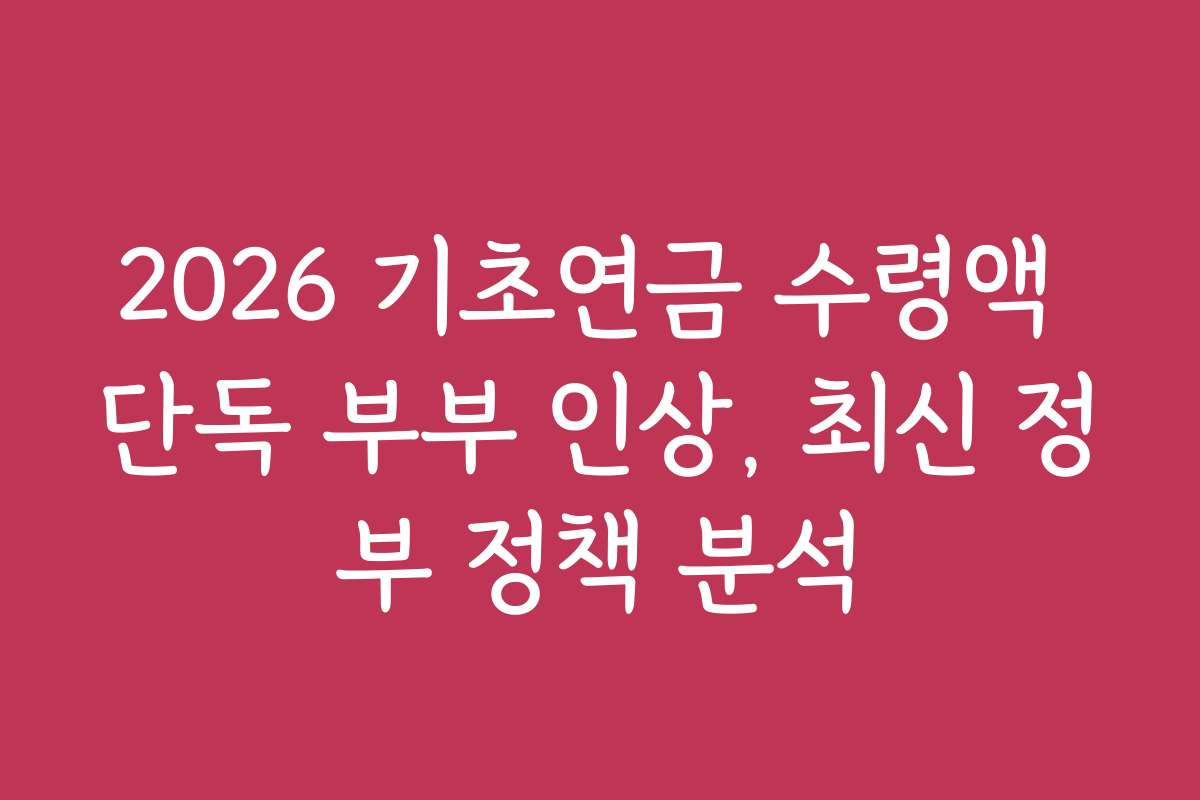 2026 기초연금 수령액 단독 부부 인상, 최신 정부 정책 분석