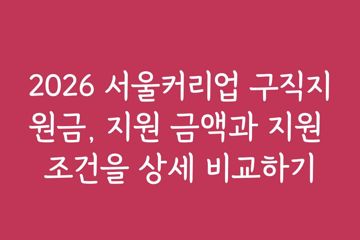2026 서울커리업 구직지원금, 지원 금액과 지원 조건을 상세 비교하기