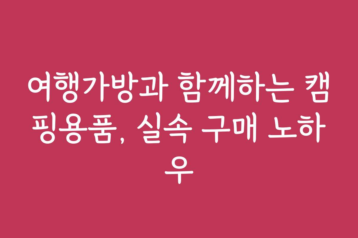 여행가방과 함께하는 캠핑용품, 실속 구매 노하우