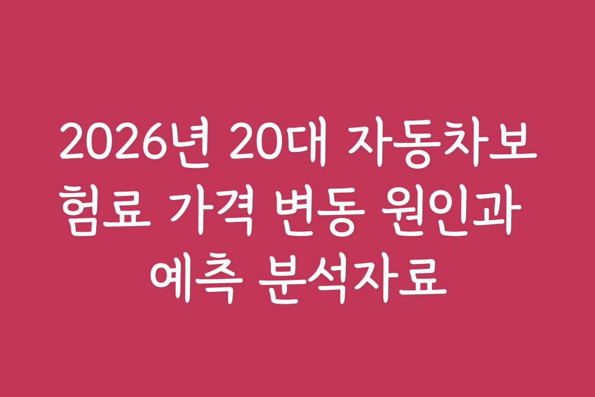 2026년 20대 자동차보험료 가격 변동 원인과 예측 분석자료