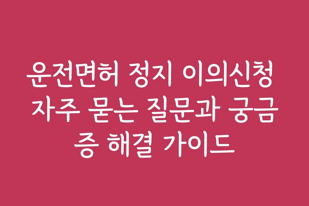 운전면허 정지 이의신청 자주 묻는 질문과 궁금증 해결 가이드