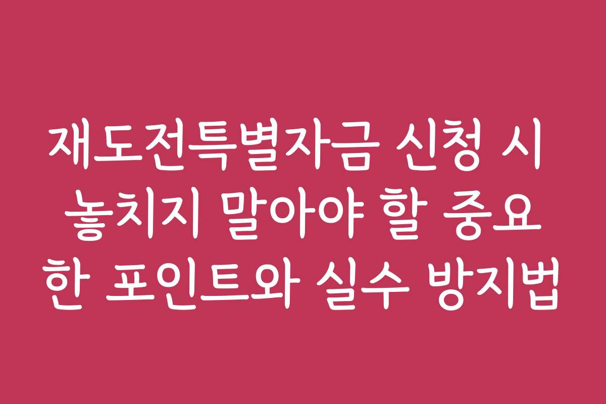 재도전특별자금 신청 시 놓치지 말아야 할 중요한 포인트와 실수 방지법