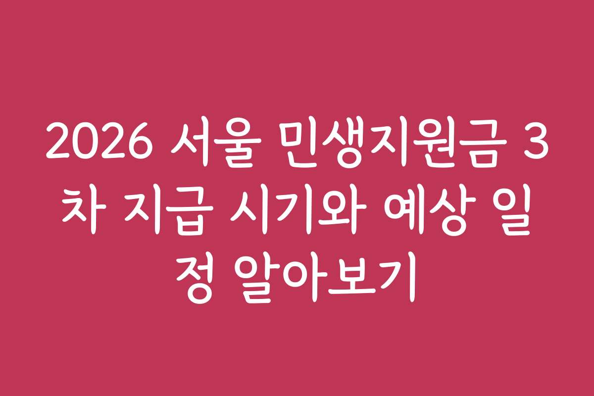 2026 서울 민생지원금 3차 지급 시기와 예상 일정 알아보기
