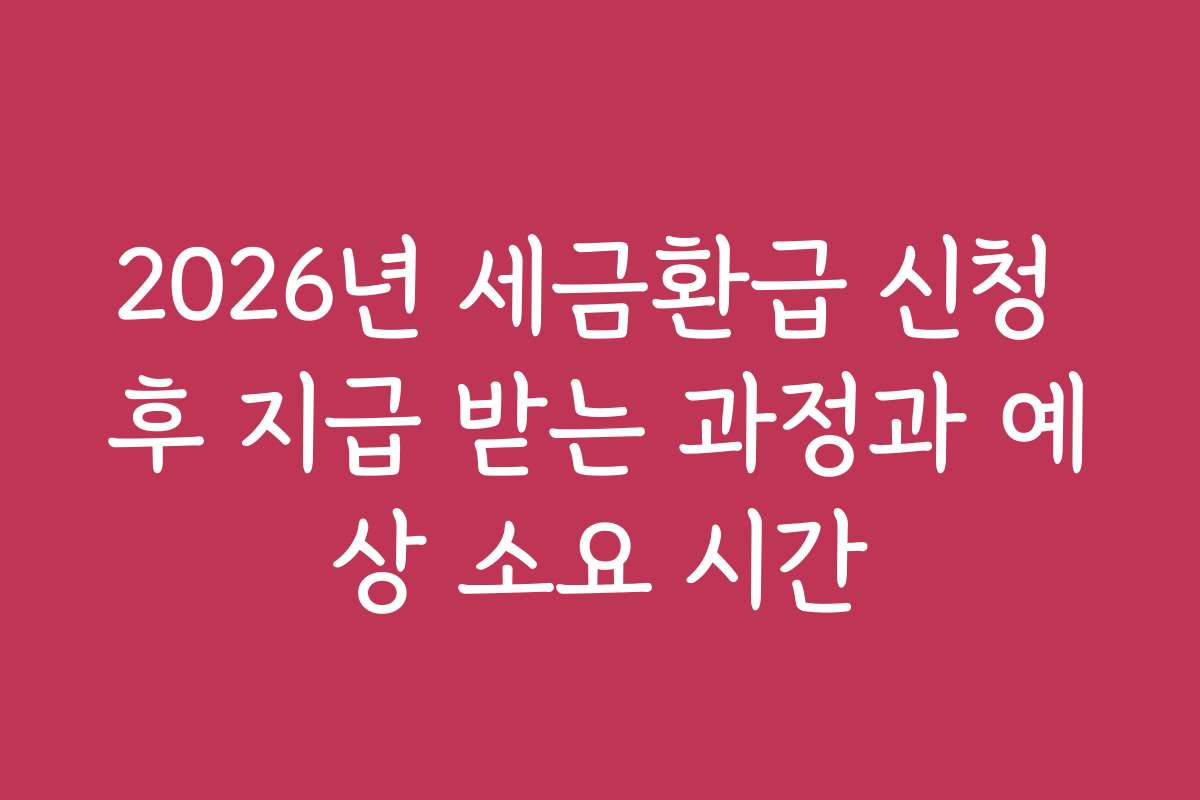 2026년 세금환급 신청 후 지급 받는 과정과 예상 소요 시간