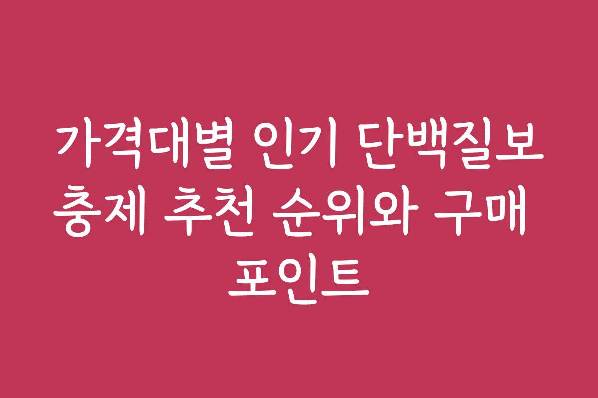 가격대별 인기 단백질보충제 추천 순위와 구매 포인트