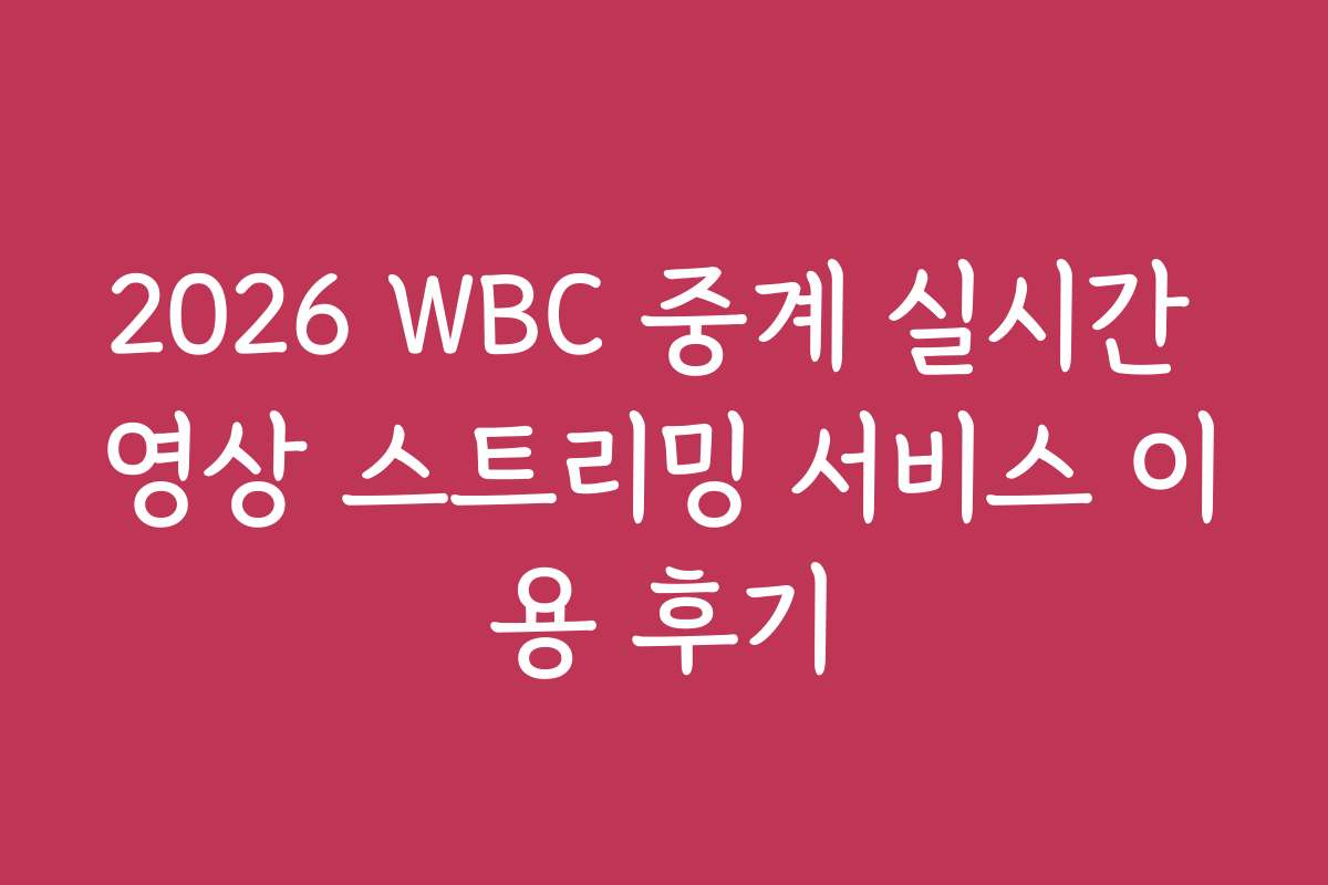 2026 WBC 중계 실시간 영상 스트리밍 서비스 이용 후기