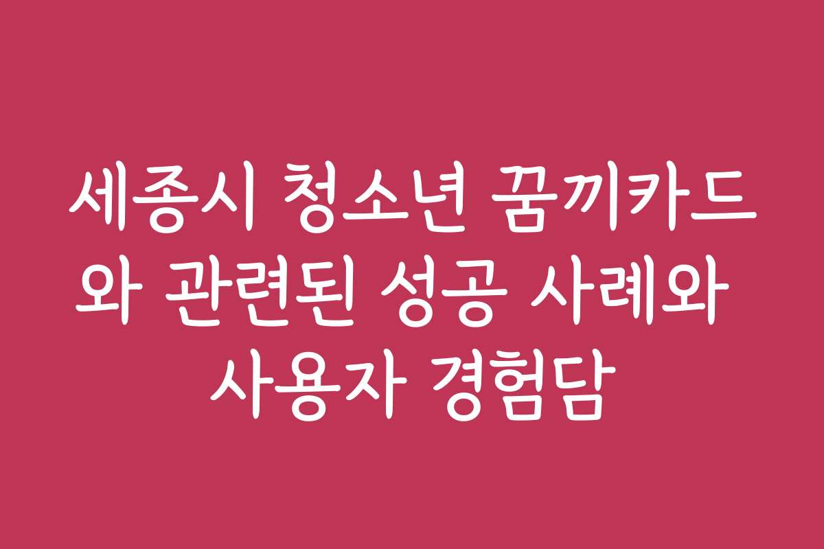 세종시 청소년 꿈끼카드와 관련된 성공 사례와 사용자 경험담