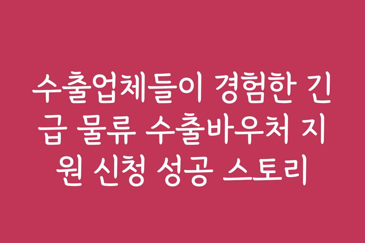 수출업체들이 경험한 긴급 물류 수출바우처 지원 신청 성공 스토리
