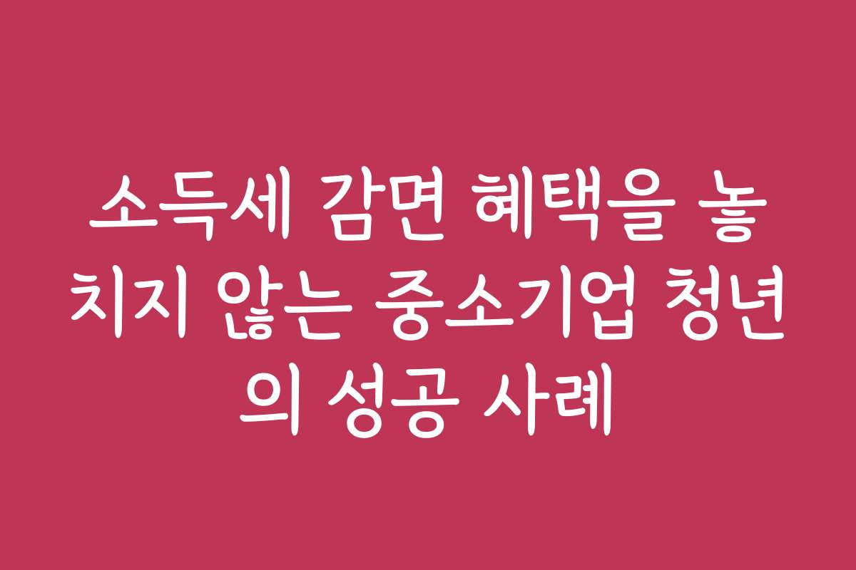 소득세 감면 혜택을 놓치지 않는 중소기업 청년의 성공 사례