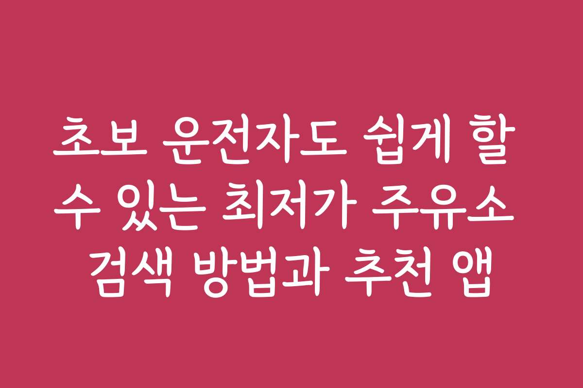 초보 운전자도 쉽게 할 수 있는 최저가 주유소 검색 방법과 추천 앱
