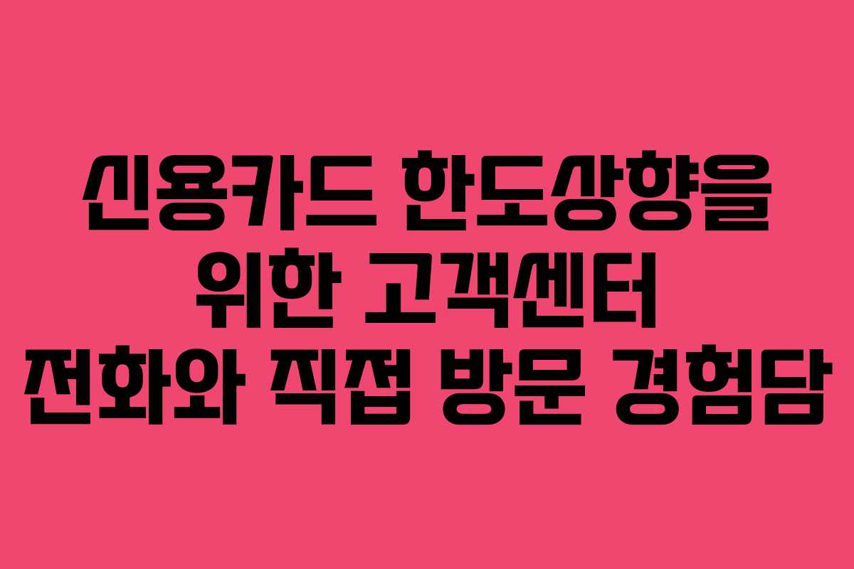 신용카드 한도상향을 위한 고객센터 전화와 직접 방문 경험담