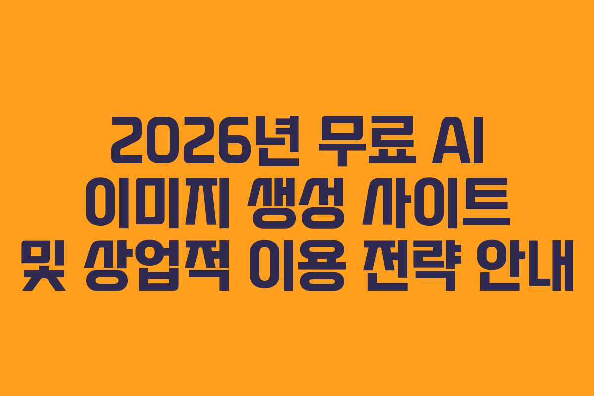 2026년 무료 AI 이미지 생성 사이트 및 상업적 이용 전략 안내
