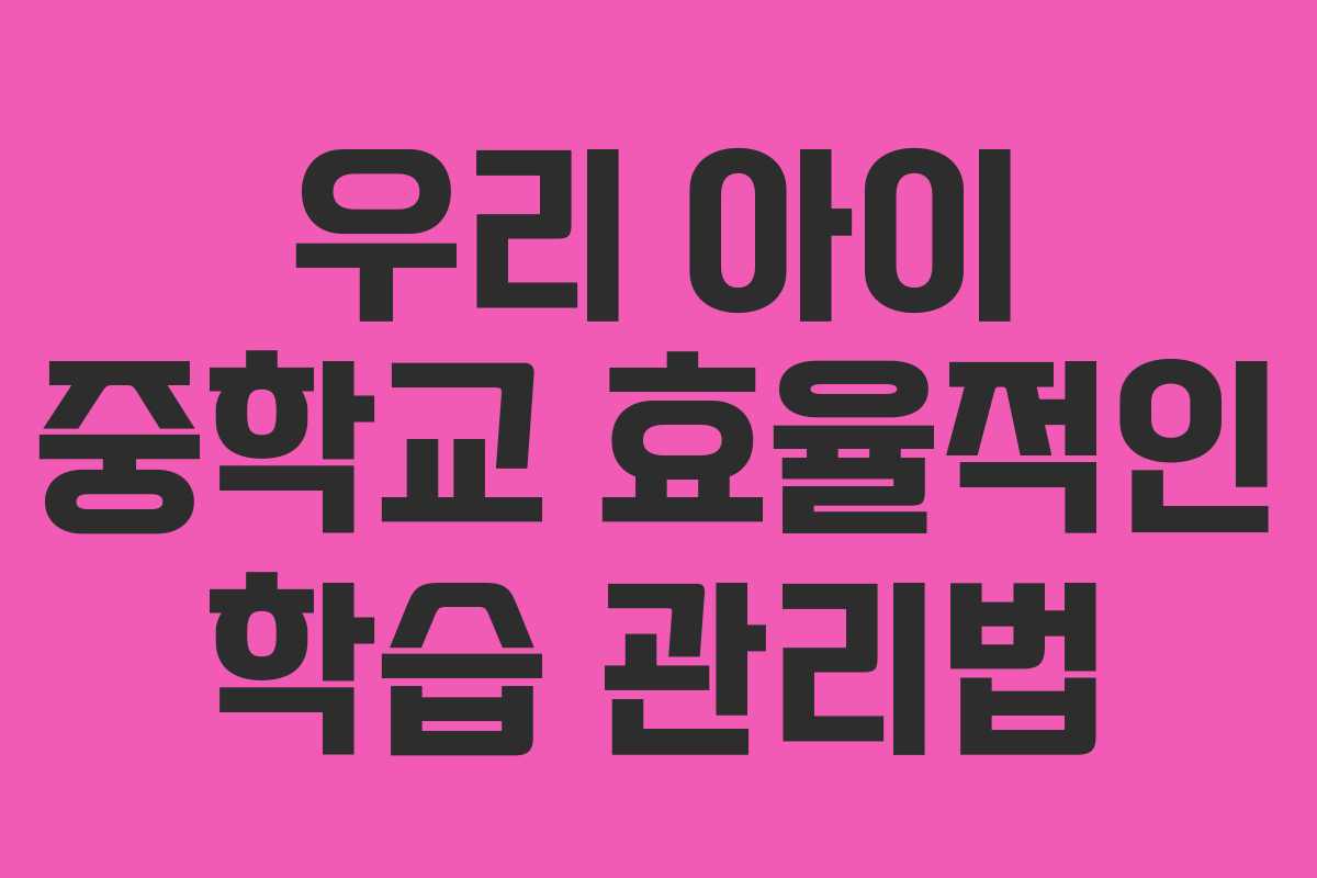 우리 아이 중학교 효율적인 학습 관리법