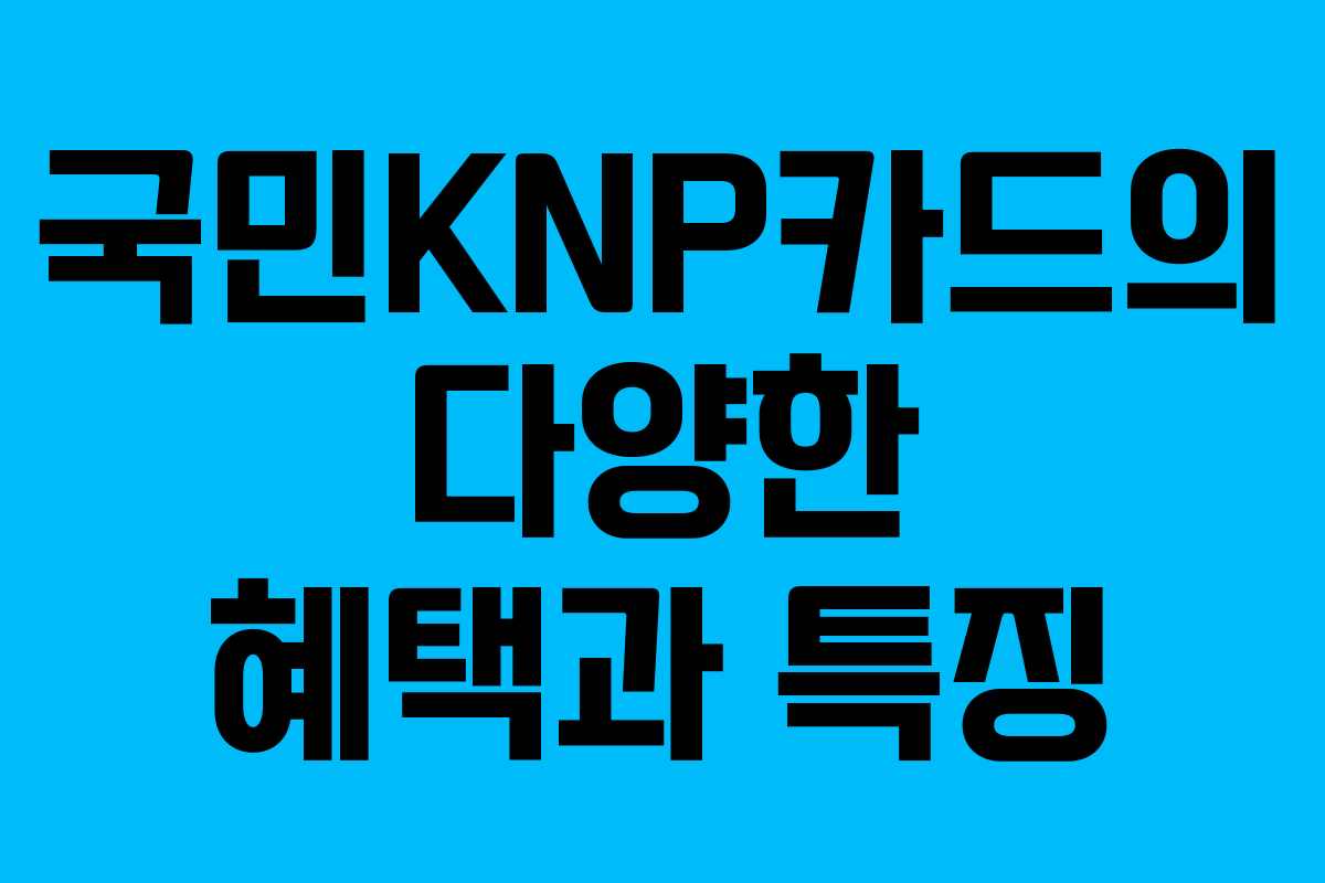 국민KNP카드의 다양한 혜택과 특징