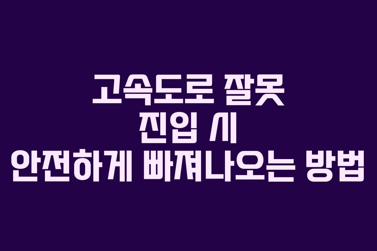 고속도로 잘못 진입 시 안전하게 빠져나오는 방법