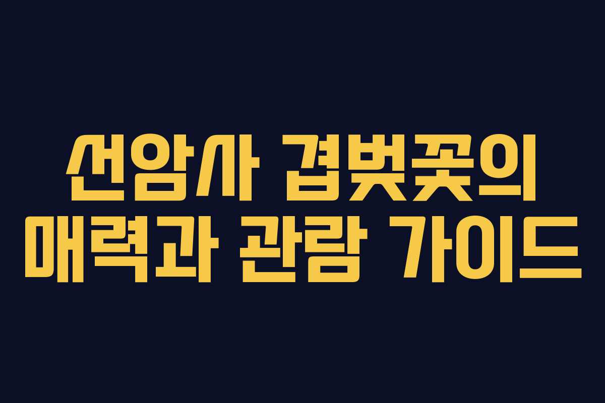 선암사 겹벚꽃의 매력과 관람 가이드