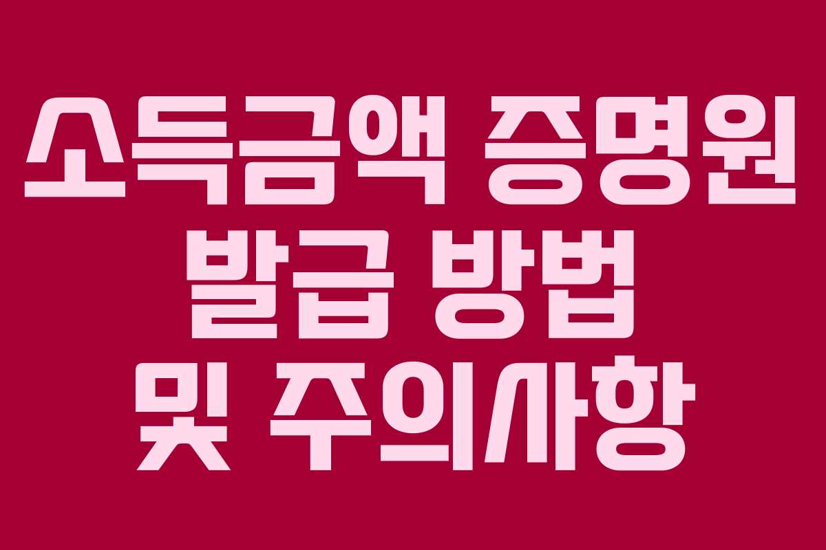 소득금액 증명원 발급 방법 및 주의사항