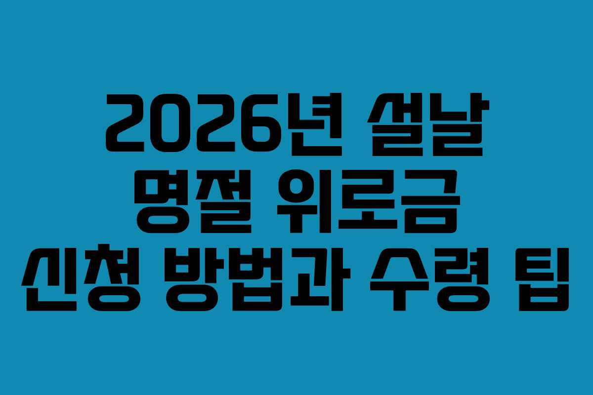 2026년 설날 명절 위로금 신청 방법과 수령 팁