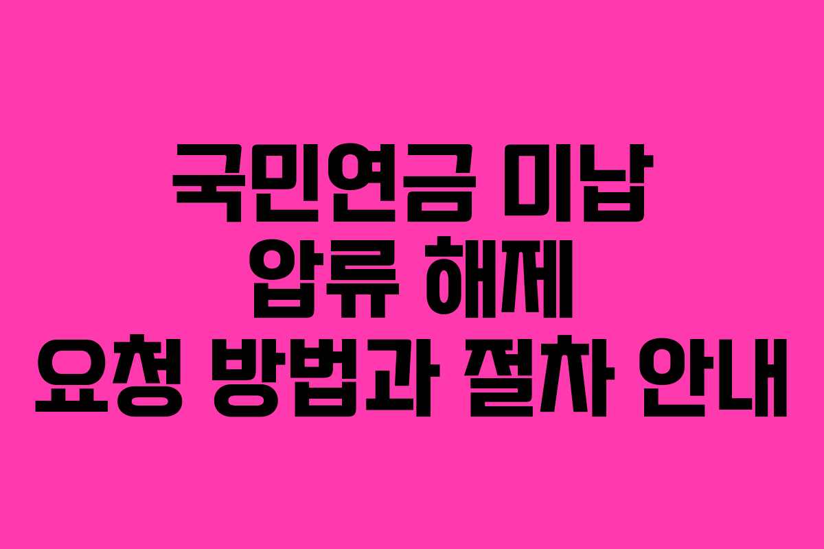 국민연금 미납 압류 해제 요청 방법과 절차 안내