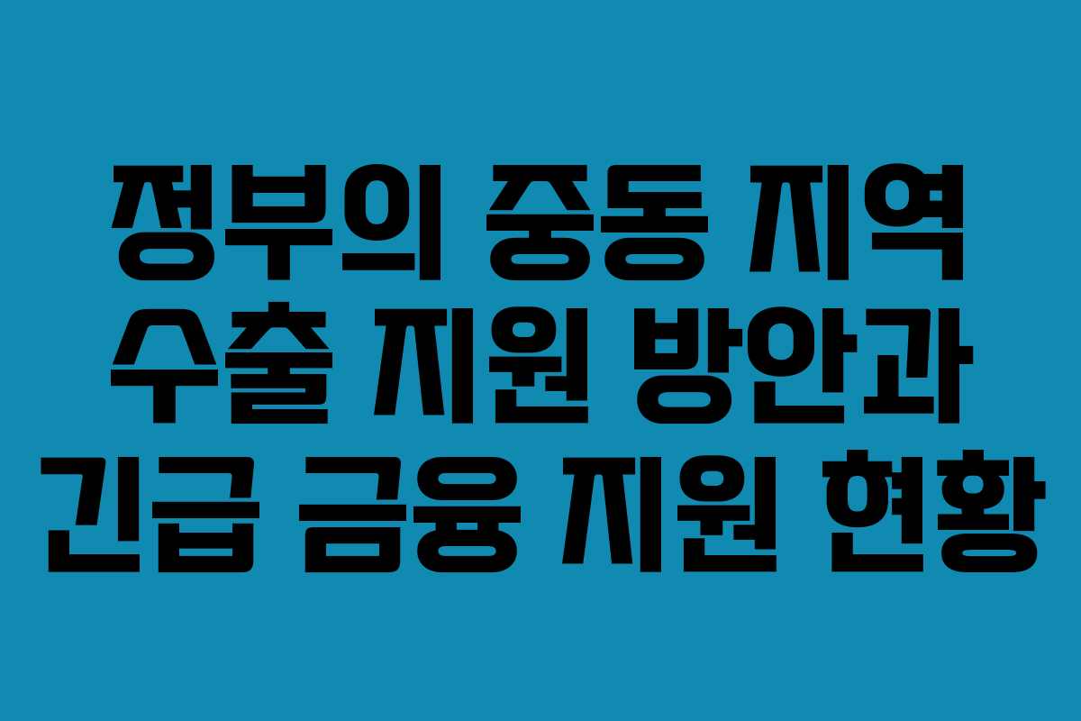 정부의 중동 지역 수출 지원 방안과 긴급 금융 지원 현황