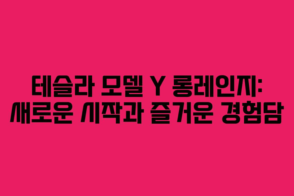 테슬라 모델 Y 롱레인지: 새로운 시작과 즐거운 경험담