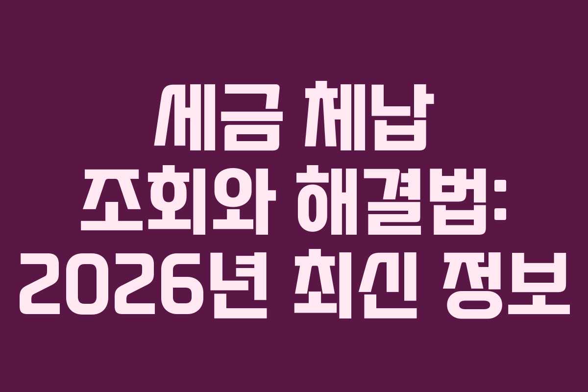 세금 체납 조회와 해결법: 2026년 최신 정보