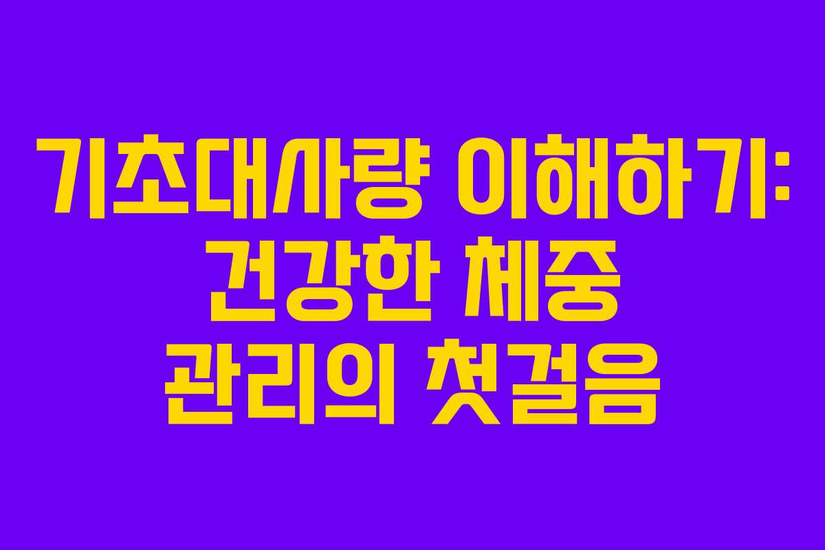 기초대사량 이해하기: 건강한 체중 관리의 첫걸음