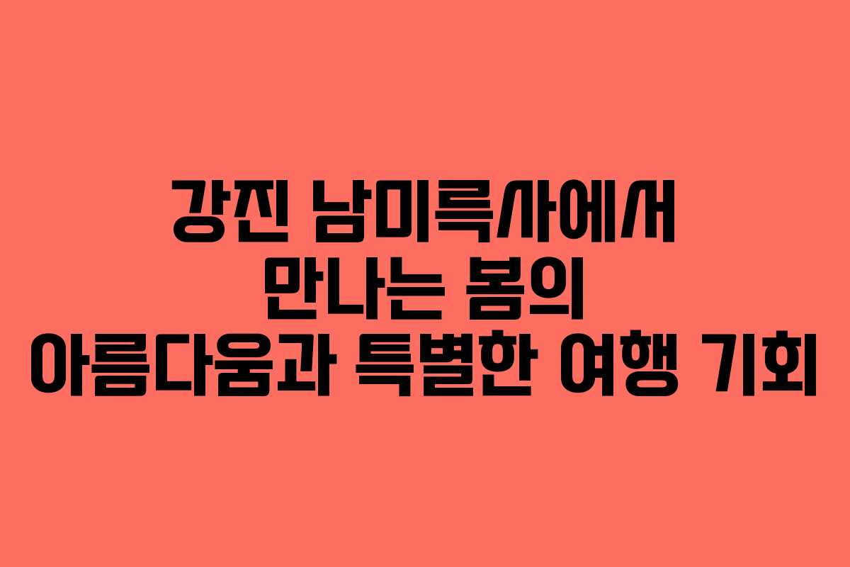 강진 남미륵사에서 만나는 봄의 아름다움과 특별한 여행 기회