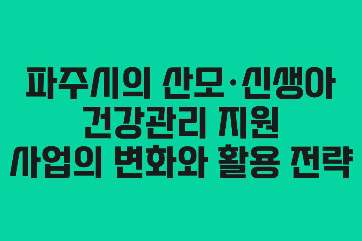 파주시의 산모·신생아 건강관리 지원 사업의 변화와 활용 전략