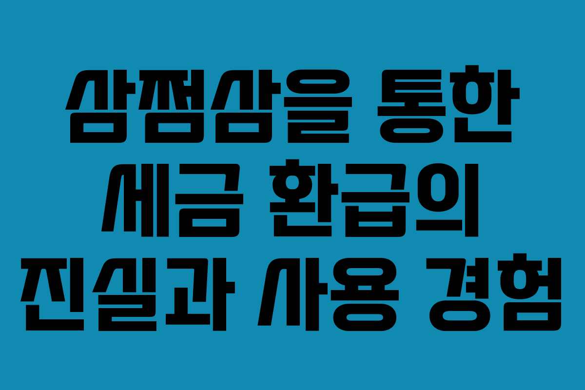 삼쩜삼을 통한 세금 환급의 진실과 사용 경험
