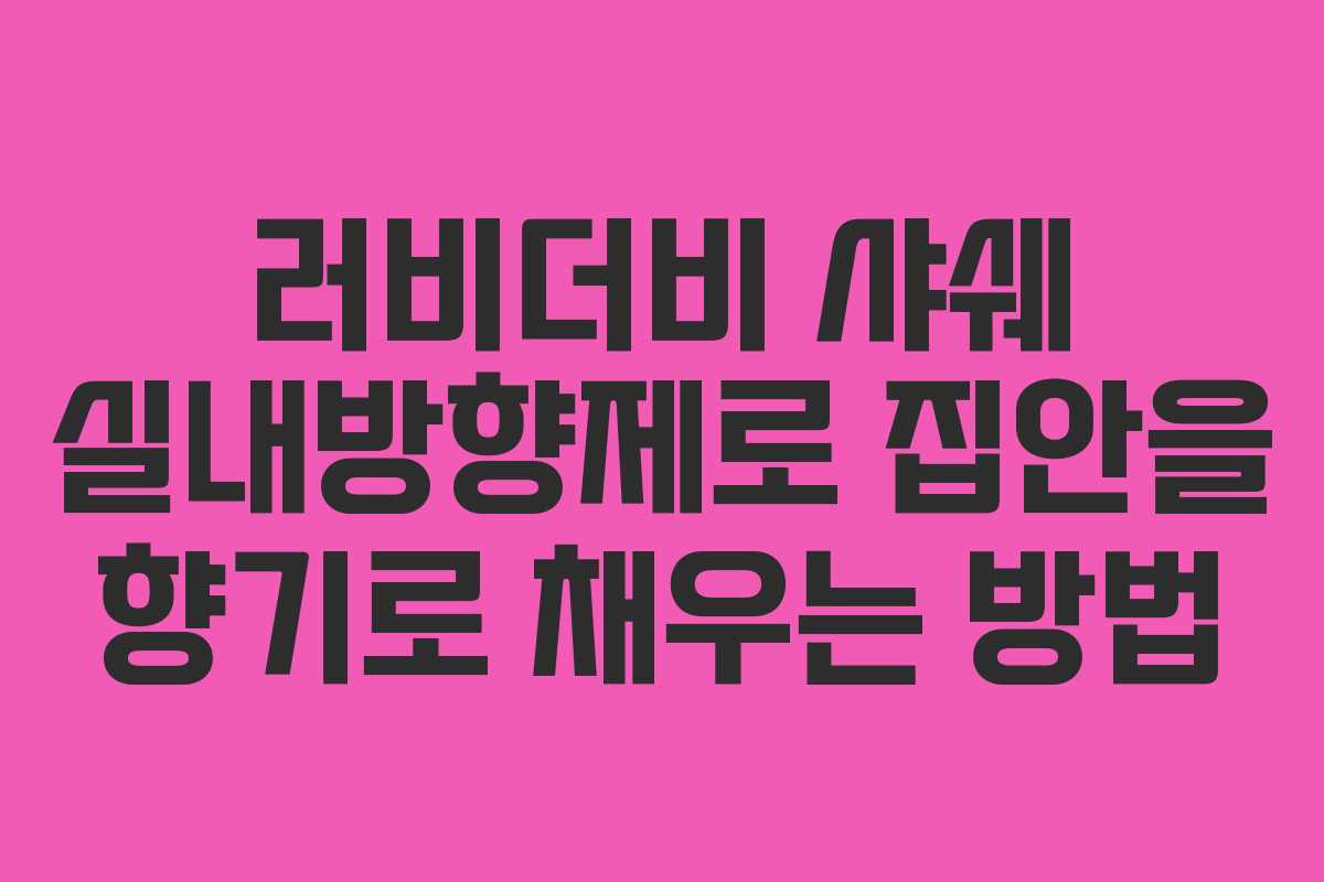 러비더비 샤쉐 실내방향제로 집안을 향기로 채우는 방법