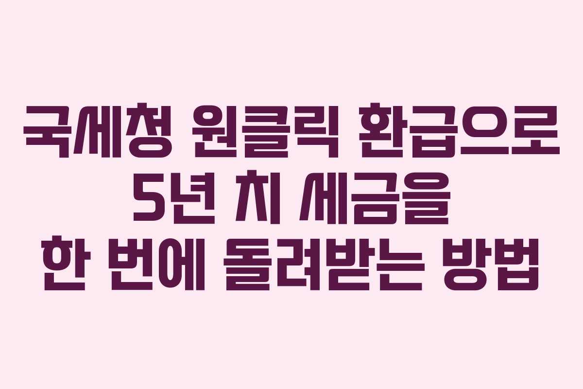 국세청 원클릭 환급으로 5년 치 세금을 한 번에 돌려받는 방법