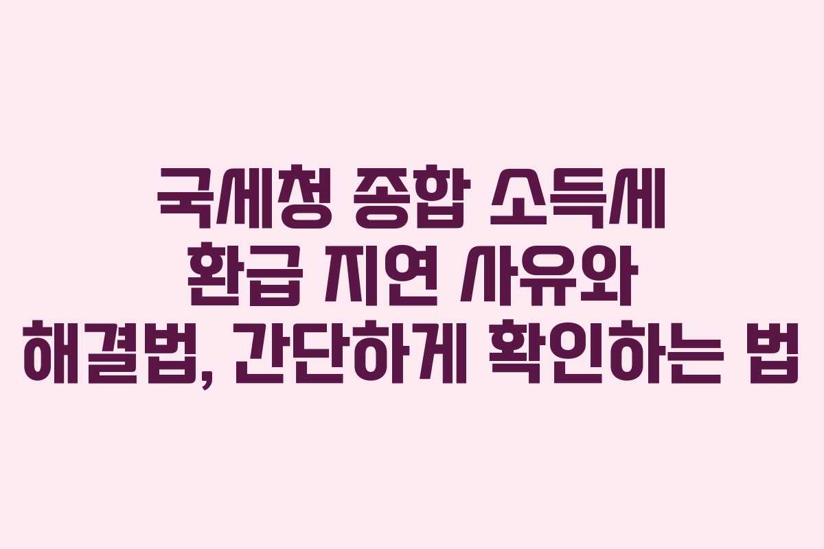 국세청 종합 소득세 환급 지연 사유와 해결법, 간단하게 확인하는 법