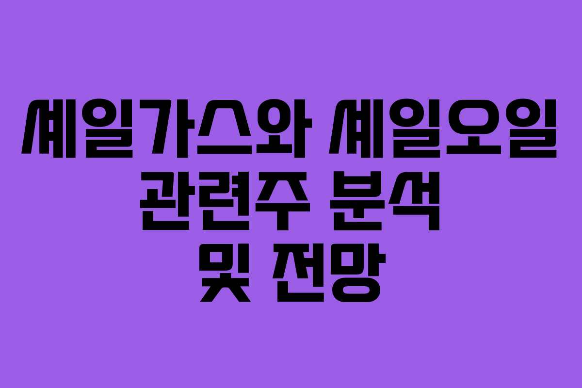 셰일가스와 셰일오일 관련주 분석 및 전망