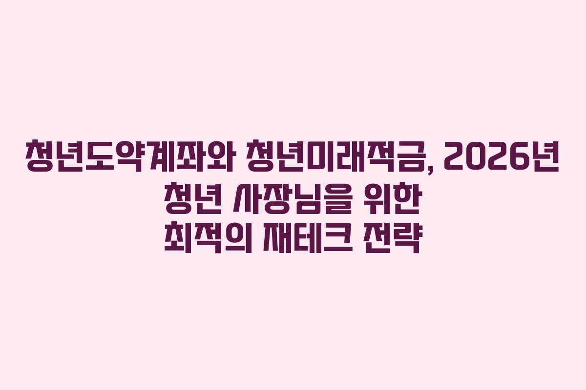 청년도약계좌와 청년미래적금, 2026년 청년 사장님을 위한 최적의 재테크 전략