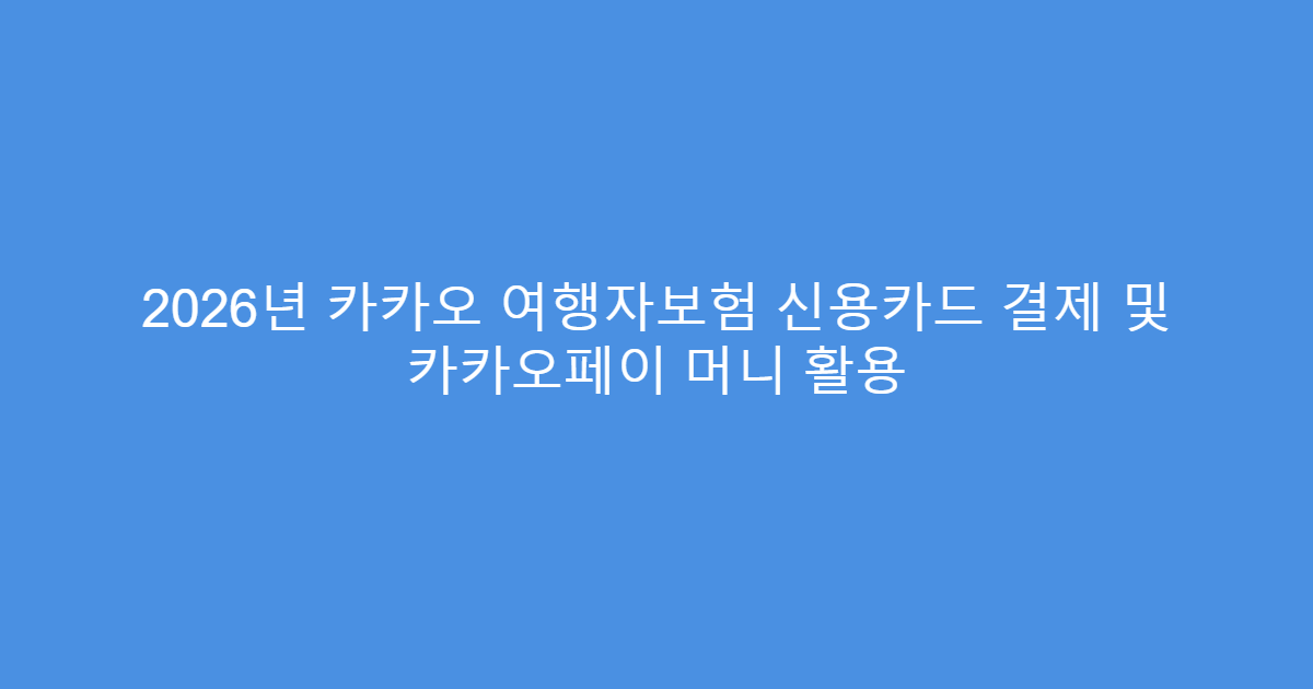 2026년 카카오 여행자보험 신용카드 결제 및 카카오페이 머니 활용