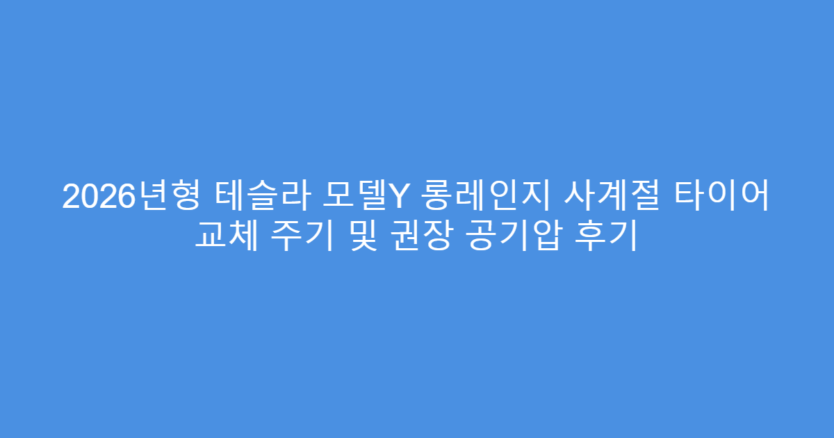 2026년형 테슬라 모델Y 롱레인지 사계절 타이어 교체 주기 및 권장 공기압 후기