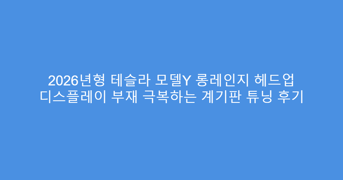 2026년형 테슬라 모델Y 롱레인지 헤드업 디스플레이 부재 극복하는 계기판 튜닝 후기