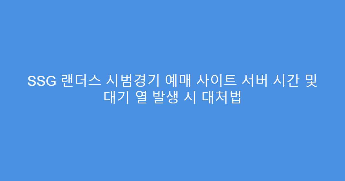 SSG 랜더스 시범경기 예매 사이트 서버 시간 및 대기 열 발생 시 대처법