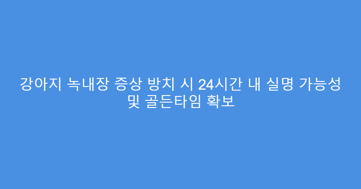 강아지 녹내장 증상 방치 시 24시간 내 실명 가능성 및 골든타임 확보