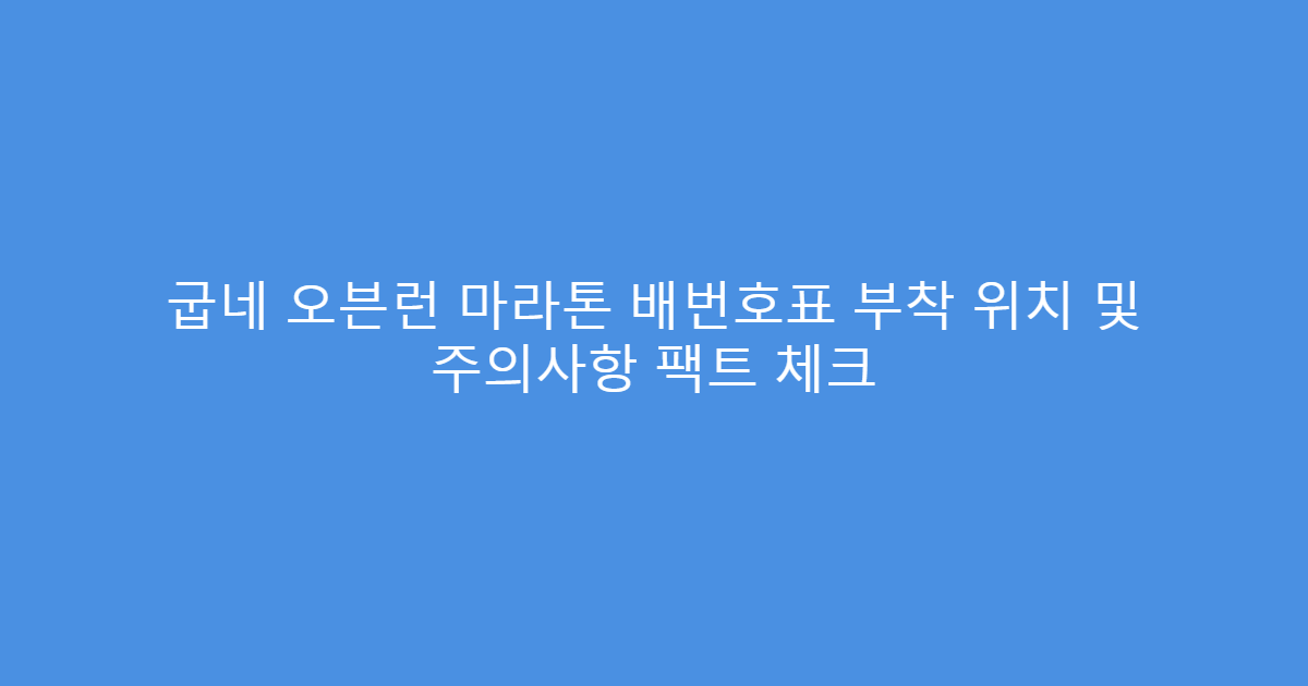 굽네 오븐런 마라톤 배번호표 부착 위치 및 주의사항 팩트 체크
