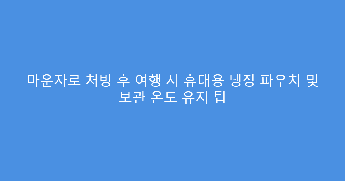 마운자로 처방 후 여행 시 휴대용 냉장 파우치 및 보관 온도 유지 팁