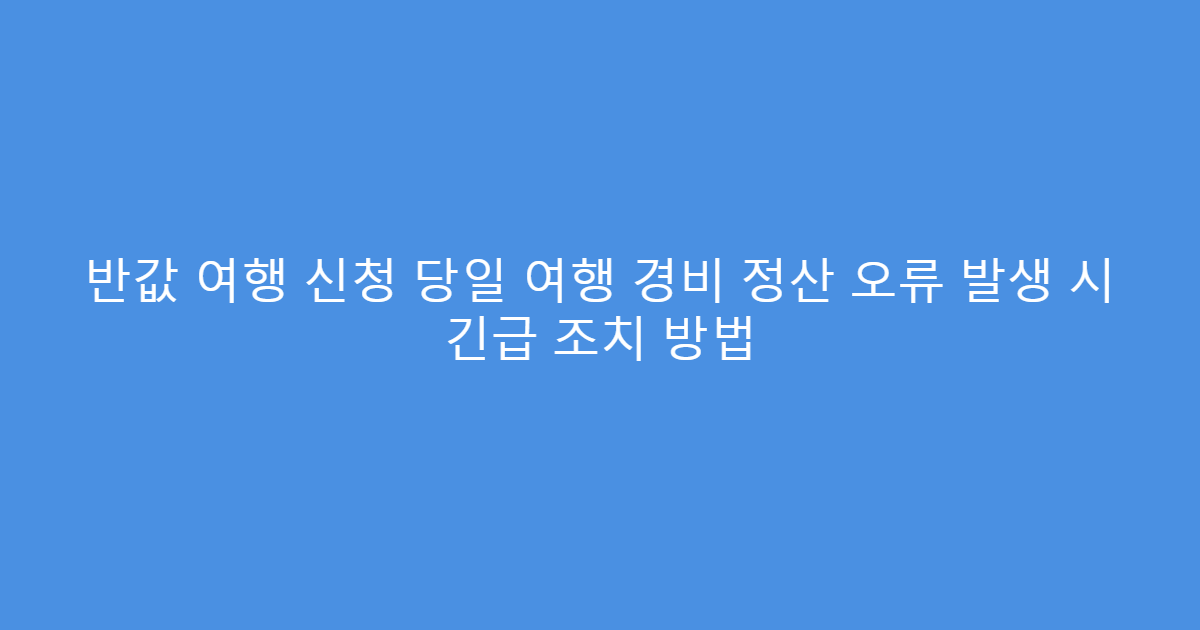 반값 여행 신청 당일 여행 경비 정산 오류 발생 시 긴급 조치 방법