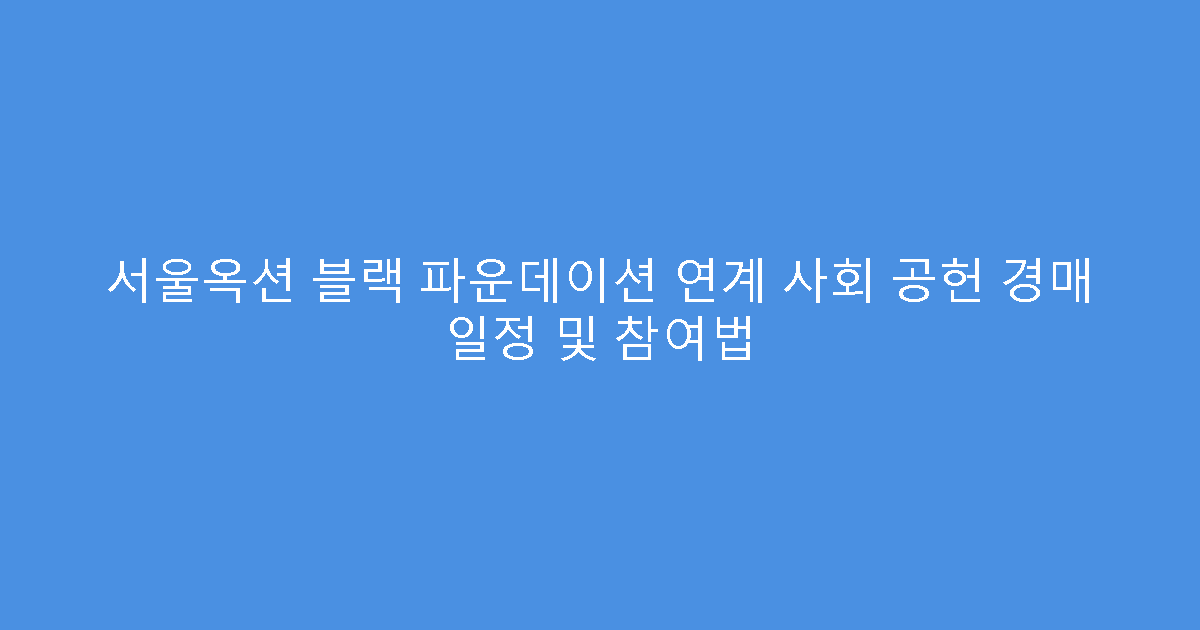 서울옥션 블랙 파운데이션 연계 사회 공헌 경매 일정 및 참여법