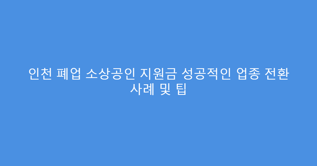 인천 폐업 소상공인 지원금 성공적인 업종 전환 사례 및 팁