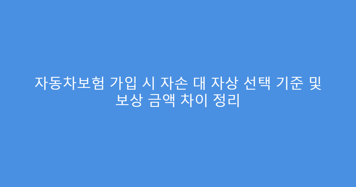 자동차보험 가입 시 자손 대 자상 선택 기준 및 보상 금액 차이 정리