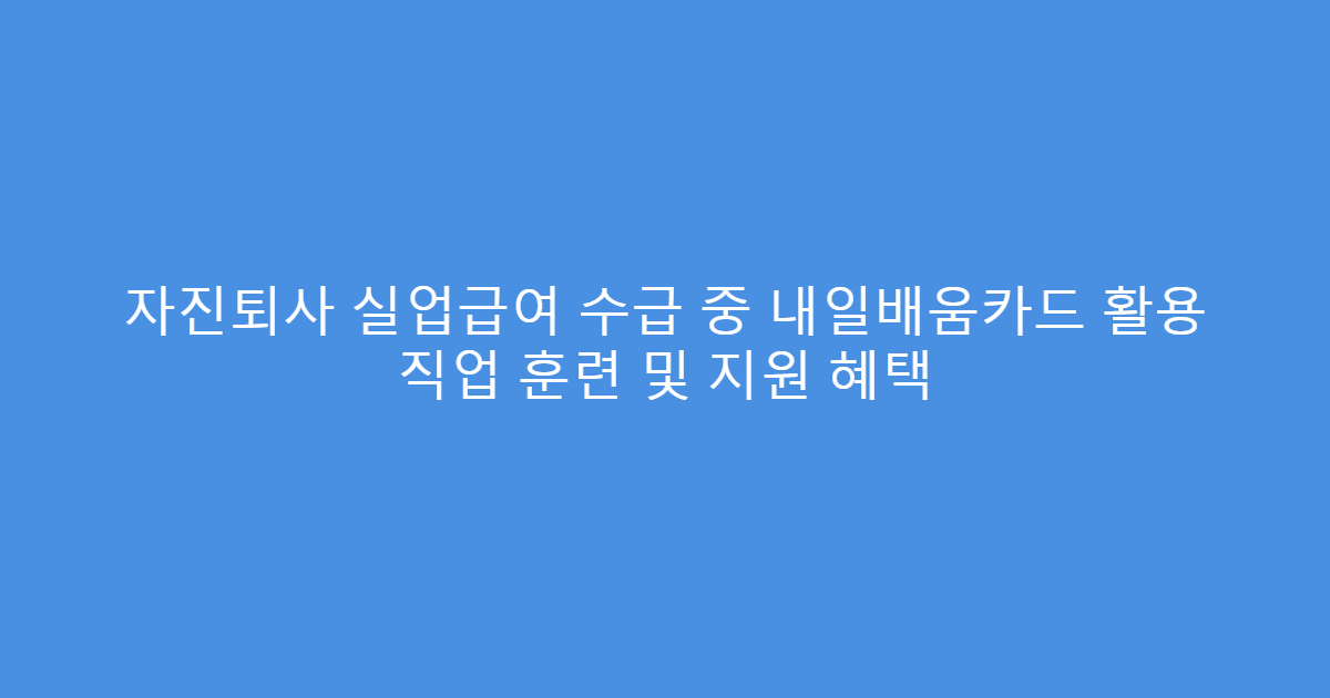 자진퇴사 실업급여 수급 중 내일배움카드 활용 직업 훈련 및 지원 혜택
