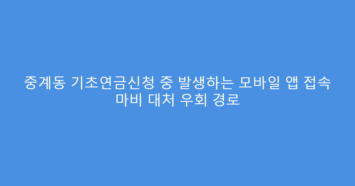 중계동 기초연금신청 중 발생하는 모바일 앱 접속 마비 대처 우회 경로